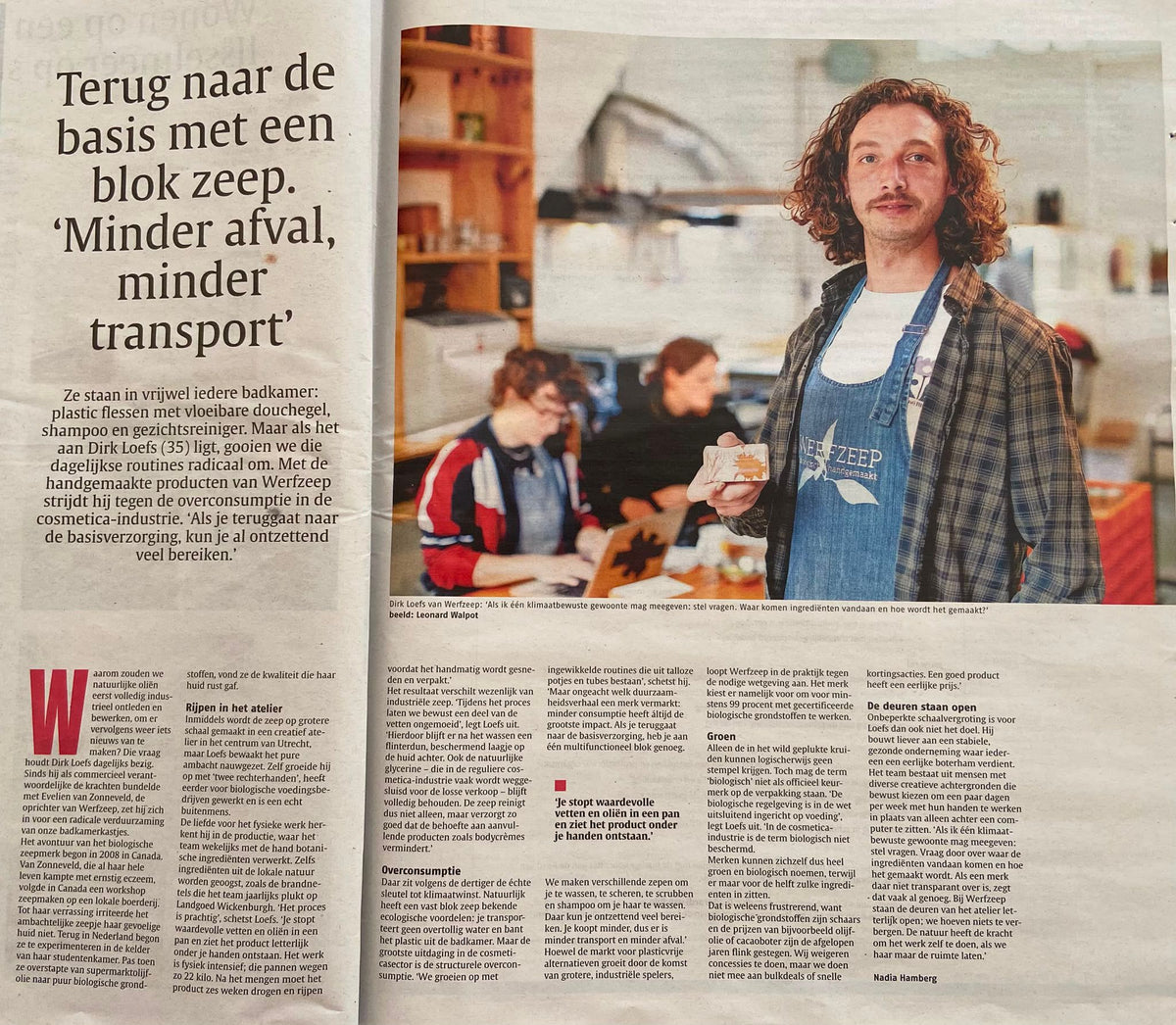 Werfzeep in het Nederlands Dagblad